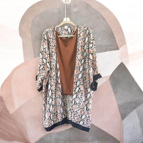Source Unknown Accessories - Source Unknown Snake Print Kimono with Rust Top